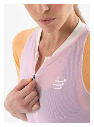 T-Shirt Running Compressport Trail Racing Postural Rose/Orange Femme