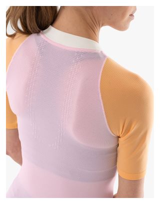 T-Shirt Running Compressport Trail Racing Postural Rose/Orange Femme