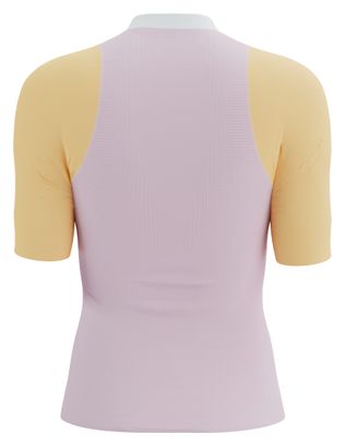 T-Shirt Running Compressport Trail Racing Postural Rose/Orange Femme