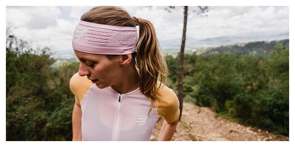 T-Shirt Running Compressport Trail Racing Postural Rose/Orange Femme