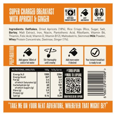 Freeze-dried Torq Explore Breakfast Apricot / Ginger 147g