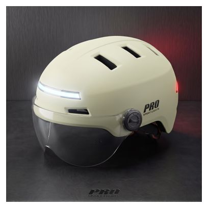 Casque de vélo Clearview visières et éclairage NTA 8776 beige