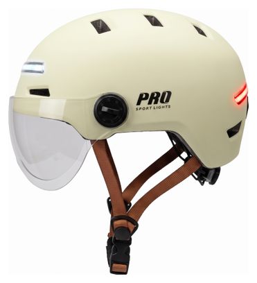 Casque de vélo Clearview visières et éclairage NTA 8776 beige