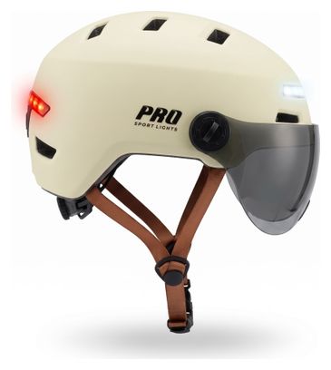 Casque de vélo Clearview visières et éclairage NTA 8776 beige