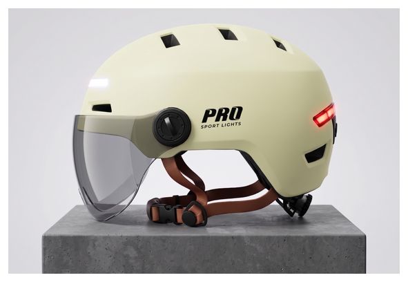 Casque de vélo Clearview visières et éclairage NTA 8776 beige