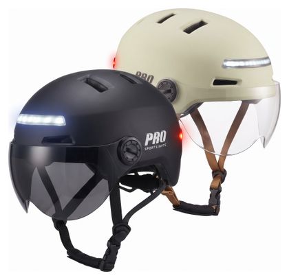 Casque de vélo Clearview visières et éclairage NTA 8776 beige
