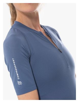 Maglia a maniche corte Compressport Trail Racing Postural Blue Donna