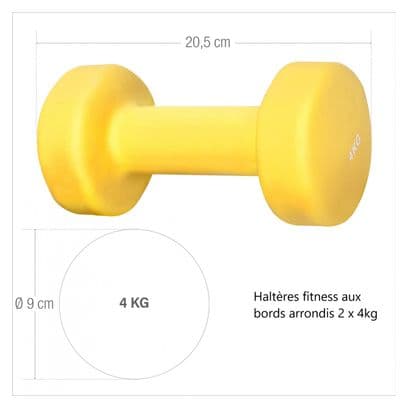 1 KG (2x0 5) à 10kg (2x5 0) Haltères fitness en vinyle - Poids : 8 KG