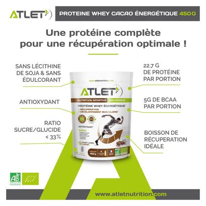 PROTEINE ENERGETIQUE CACAO BIOLOGIQUE 450G (Boisson de récupération)