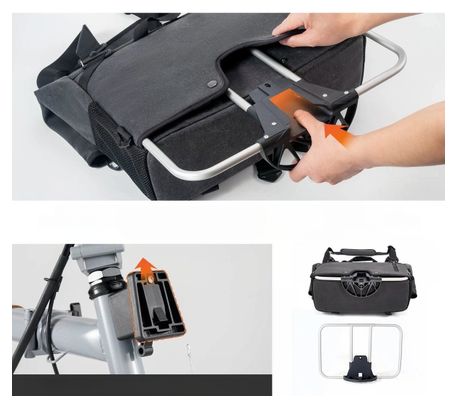Sac à dos pliant pour vélo à guidon ROCKBROS grise