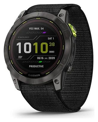 Montre GPS Garmin Enduro 2 Titane Carbon Gray DLC avec UltraFit en Nylon Noir