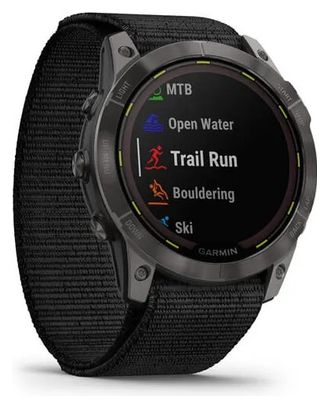 Montre GPS Garmin Enduro 2 Titane Carbon Gray DLC avec UltraFit en Nylon Noir