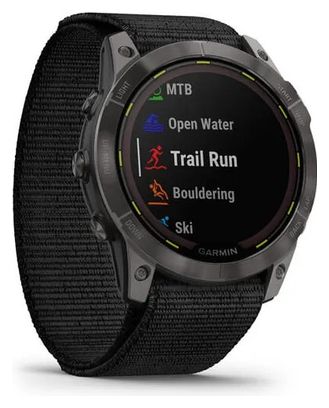 Garmin Enduro 2 Titane Carbon Gray DLC GPS horloge met zwarte UltraFit Nylon band