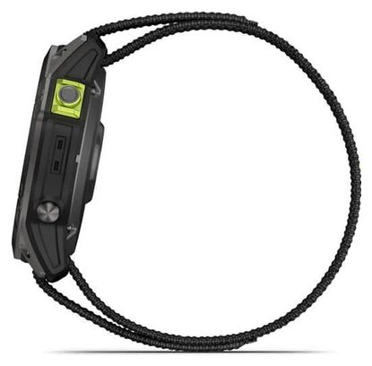 Garmin Enduro 2 Titane Carbon Gray DLC GPS-Uhr mit schwarzem UltraFit-Nylonarmband