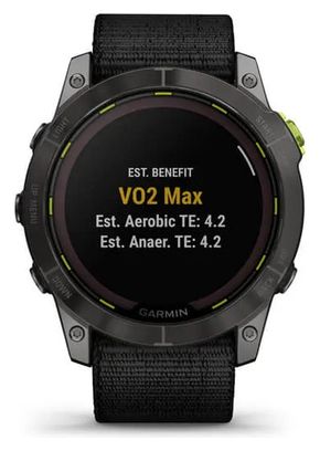 Garmin Enduro 2 Titane Carbon Gray DLC GPS horloge met zwarte UltraFit Nylon band