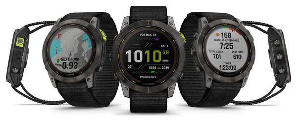 Montre GPS Garmin Enduro 2 Titane Carbon Gray DLC avec UltraFit en Nylon Noir