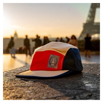 Gorra BV Sport de 5 paneles, París, azul/rojo/beige