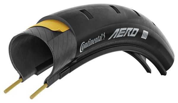 Continental Aero 111 700 mm Road Tiretto Tubeless Ready Pieghevole Vectran Breaker Vortex Generators ACT BlackChili