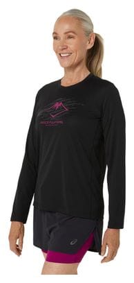 Maillot manches longues Femme Asics Fujitrail Logo Noir Rose