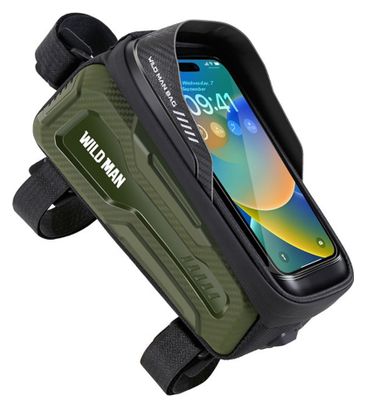 Bike frame bag with phone holder 1L green WILD MAN