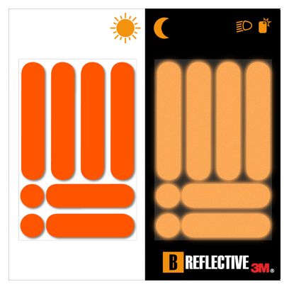 B REFLECTIVE 3M® E-RIDE STANDARD™  Kit de stickers réfléchissants colorés pour 2 Trottinettes  Gyroroues et autres EDPM  3M Technology™  orange
