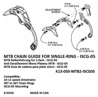 Guide Chaine K-Edge 1x MTB | 34-44 | ISCG05 Noir