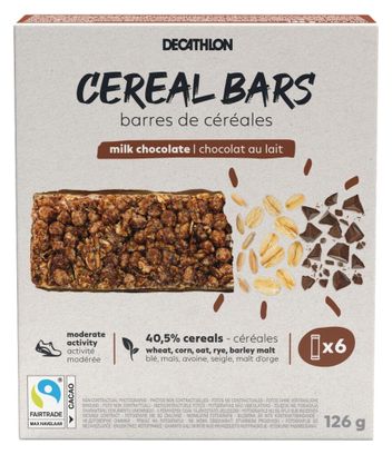 Decathlon Nutrition Milk Chocolate Cereal Bars 6x21g