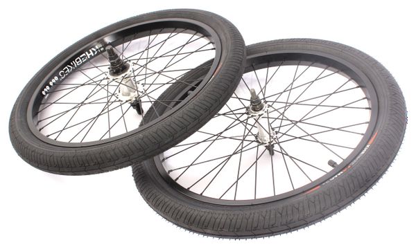 Jeu de roues BMX avec pneus KHE MAC2 20 pouces 14mm / 10mm S/B