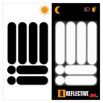 B REFLECTIVE 3M® E-RIDE STANDARD™  Kit de stickers réfléchissants colorés pour 2 Trottinettes  Gyroroues et autres EDPM  3M Technology™  noir