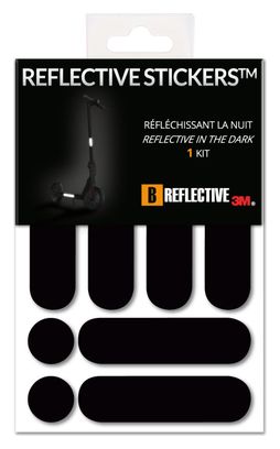 B REFLECTIVE 3M® E-RIDE STANDARD™  Kit de stickers réfléchissants colorés pour 2 Trottinettes  Gyroroues et autres EDPM  3M Technology™  noir