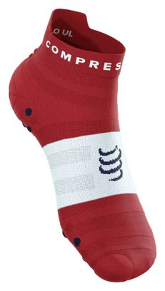 Chaussettes Compressport Pro Racing V4.0 Ultralight Run Low Rouge/Blanc