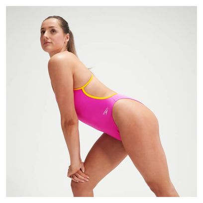 Women's 1-piece Speedo Eco + Solid VBack Swimsuit Pink/Mango