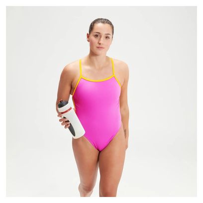 Women's 1-piece Speedo Eco + Solid VBack Swimsuit Pink/Mango