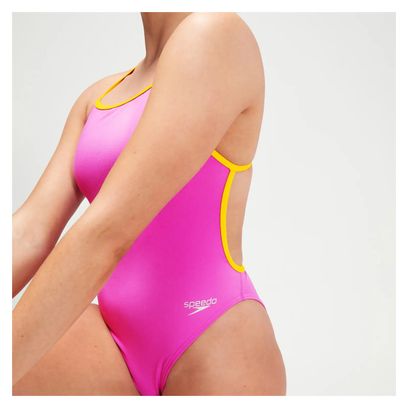 Speedo Eco + Solid VBack Pink/Mango Damen Badeanzug 1-teilig