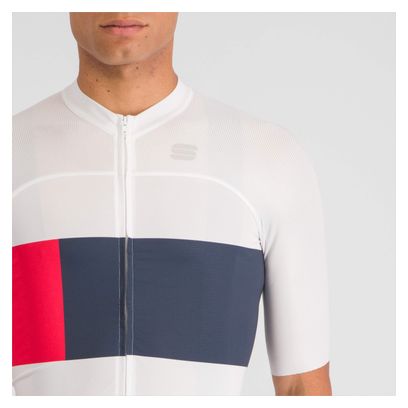 Sportful Snap Short Sleeve Jersey White/Blue/Red