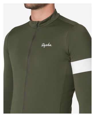 Rapha Core Thermal Langarm-Trikot für Herren, grün/weiß