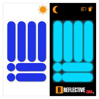 B REFLECTIVE 3M® E-RIDE STANDARD™  Kit de stickers réfléchissants colorés pour 2 Trottinettes  Gyroroues et autres EDPM  3M Technology™  bleu