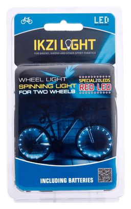 IKZI Lumière de roue lumineuse Spinning light 20 led batterie rouge