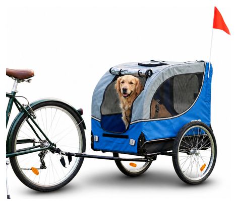 Remorque pour chien Premium pliable – Bleue – Imperméable – Jusqu'à 30 kg