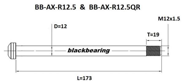 Black Bearing QR Achteras 12 mm - 173 - M12x1.5 - 19 mm
