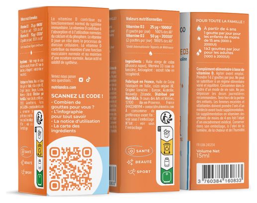 Vitamine D3 - Issue de Lanoline - 15ml
