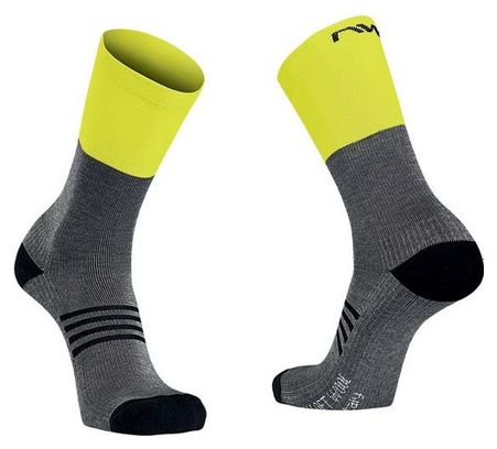 Paar Northwave Extreme Pro Sokken Grijs Geel Fluo