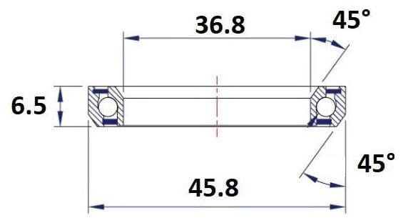 Roulement de Direction Black Bearing C14 36.8 x 45.8 x 6.5 mm 45/45°