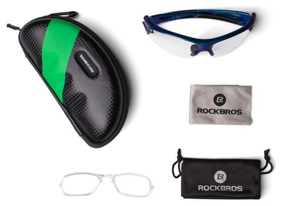 Rockbros lunettes de cyclisme photochromiques UV400 - bleu