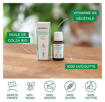 Vitamine D3 Végétale - 1000 UI - Énergie et Immunité - 15 ML