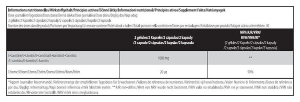 L-carnitine + Chrome (60 Caps) - Biotech Usa -  L-carnitine