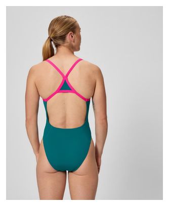 Costume intero da donna Speedo Club Training Turnback blu/rosa