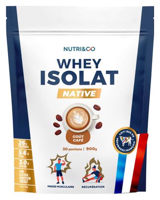 Whey Isolate Native - Prise de Masse et Musculation - Goût Café - 900gr