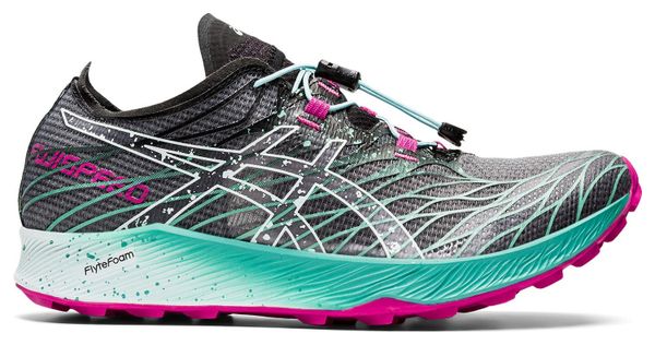 Zapatillas de trail Asics FujiSpeed para mujer, negro, verde y rosa