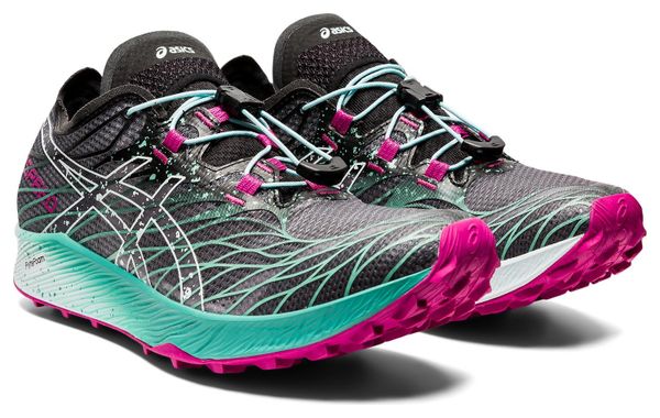 Zapatillas de trail Asics FujiSpeed para mujer, negro, verde y rosa